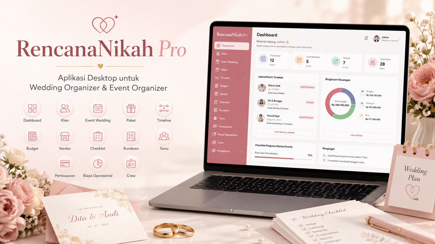 RencanaNikah Pro: Aplikasi Desktop untuk Wedding Organizer dan Event Organizer agar Bisnis Lebih Profesional