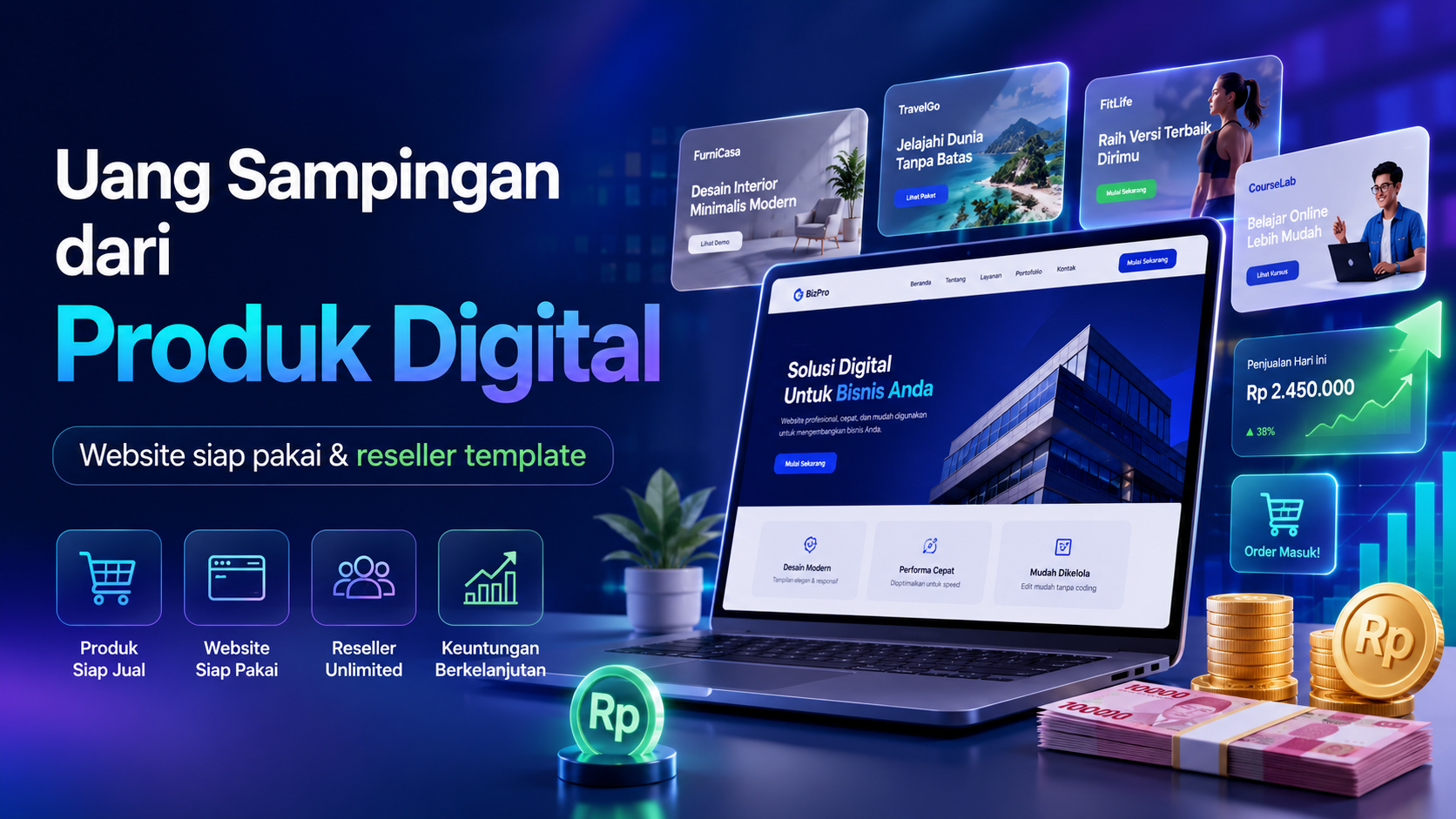 Cara Mendapatkan Uang Sampingan dari Produk Digital: Website Siap Pakai dan Reseller Template Web